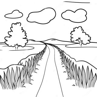 Schöne Iowa Landschaft Ausmalbild | Iowa Ausmalbild