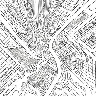 Detaillierte Stadtkarte Ausmalbild | Karte Ausmalbild