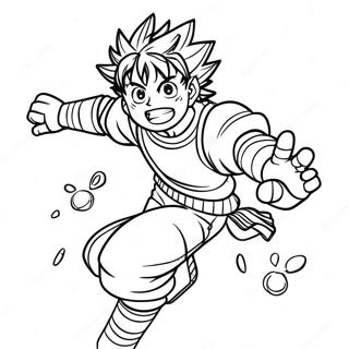 Izuku Midoriya in Aktion Ausmalbild | MHA Ausmalbild