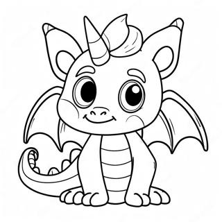 Süßer Anime Drache mit großen Augen Ausmalbild | Anime Drache Ausmalbild