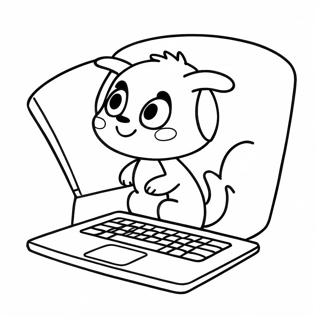 Süßes Cartoon Laptop Ausmalbild | Laptop Ausmalbild
