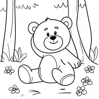 Niedlicher Brauner Bär, der im Wald spielt Ausmalbild | Brauner Bär Brauner Bär Ausmalbild