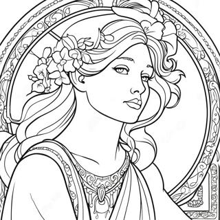 Alphonse Mucha Ausmalbild | Alphonse Mucha Ausmalbild