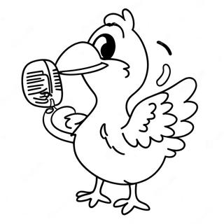 Großer Vogel singt fröhliches Lied Ausmalbild | Großer Vogel Ausmalbild