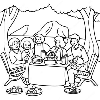 Familienwiedersehen Picknick Ausmalbild | Familienzusammenkunft Ausmalbild