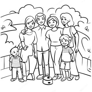 Fröhliches Familienwiedersehen Ausmalbild | Familienzusammenkunft Ausmalbild