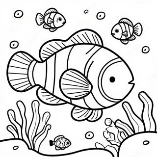 Bunte Clownfische schwimmen im Korallenriff Ausmalbild | Clownfisch Ausmalbild