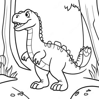 Freundlicher Allosaurus im Wald Ausmalbild | Allosaurus Ausmalbild