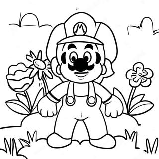 Bunter Mario Blumen Garten Ausmalbild | Mario Blume Ausmalbild