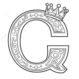 Niedlicher Buchstabe Q mit einer Krone Ausmalbild | Buchstabe Q Ausmalbild