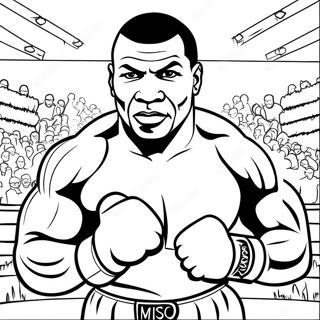 Mike Tyson im Ring Ausmalbild | Mike Tyson Ausmalbild