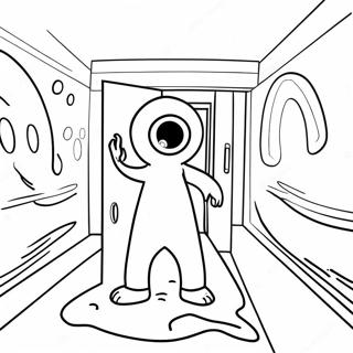 SCP 173 in einem Dunklen Raum Ausmalbild | SCP 173 Ausmalbild