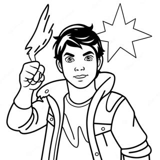 Percy Jackson mit Blitz Ausmalbild | Percy Jackson Ausmalbild