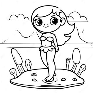 Ariel mit Beinen Erkundung des Strandes Ausmalbild | Ariel Mit Beinen Ausmalbild
