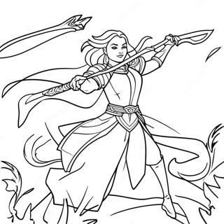 Aelin Galathynius im Kampf Ausmalbild | Gläserner Thron Ausmalbild