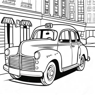 Klassisches gelbes Taxi Ausmalbild | Taxi Ausmalbild
