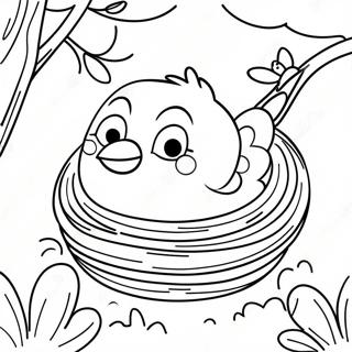 Buntes Frühlingsvogel-Nest Ausmalbild | Frühlingsvogel Ausmalbild
