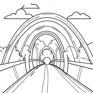 Bunte Regenbogenbrücke Ausmalbild | Brücke Ausmalbild