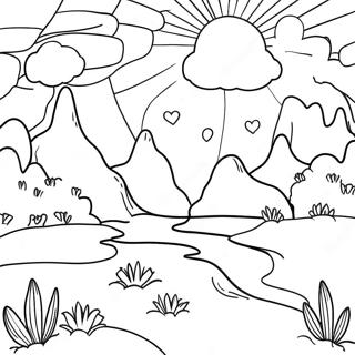 Surreale Dreamcore Landschaft Ausmalbild | Traumkern Ausmalbild