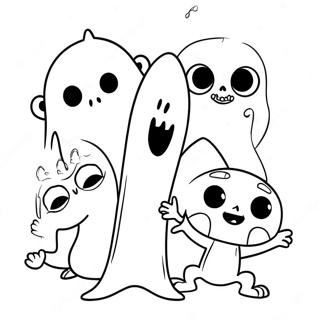 Gruselige Monster Freunde Ausmalbild | Monster Mischen Ausmalbild