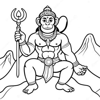 Hanuman mit Berg Ausmalbild | Hanuman Ausmalbild