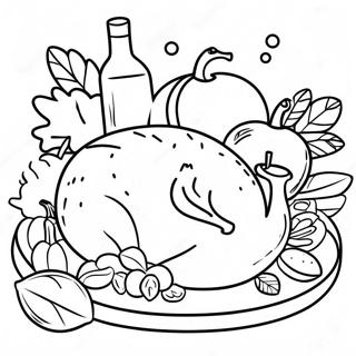 Friendsgiving Festmahl Ausmalbild | Freundschaftsfeier Ausmalbild