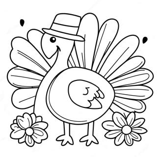 Verspielt Friendsgiving Truthahn Ausmalbild | Freundschaftsfeier Ausmalbild