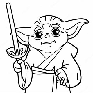 Lustiger Yoda mit Lichtschwert Ausmalbild | Yoda Ausmalbild
