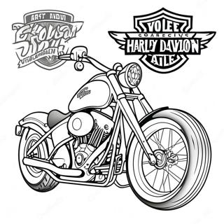Klassisches Harley Davidson Chopper Ausmalbild | Harley Davidson Ausmalbild