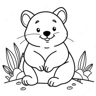 Niedlicher Wombat Sitzend Ausmalbild | Wombat Ausmalbild