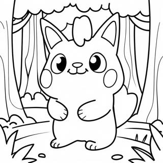 Niedliches Fakemon im Wald Ausmalbild | Fakemon Ausmalbild