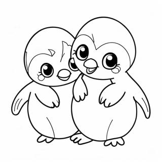 Niedliche Pinguinküken Ausmalbild | Pinguinfamilie Ausmalbild