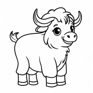 Niedliches Baby-Yak Ausmalbild | Yak Ausmalbild