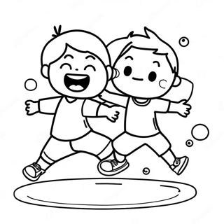 Energiegeladene Kinder beim Workout Ausmalbild | Workout Ausmalbild
