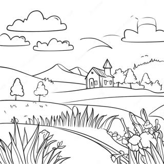 Landschaft im Heartland Ausmalbild | Herzland Ausmalbild