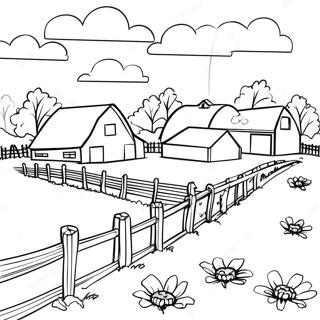 Farm-Szene im Heartland Ausmalbild | Herzland Ausmalbild