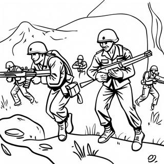 Soldaten im Vietnamkrieg im Kampf Ausmalbild | Vietnamkrieg Ausmalbild