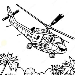 Vietnamkrieg Hubschrauber fliegend Ausmalbild | Vietnamkrieg Ausmalbild