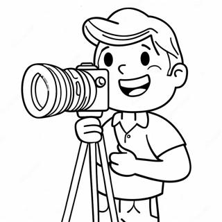 Aufgeregter Kameramann mit Kamera Ausmalbild | Kameramann Ausmalbild