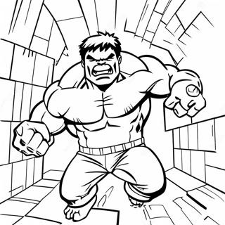 Hulk durch Wände brechend Ausmalbild | Spiderman und Hulk Ausmalbild