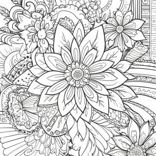 Aufwendiges feines Linien Blumen Ausmalbild | Feine Linie Ausmalbild