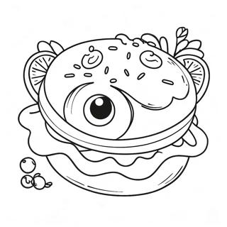 Niedliches Essen mit Augen Ausmalbild | Essen mit Augen Ausmalbild