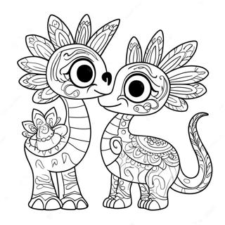 Bunte Alebrijes aus Coco Ausmalbild | Alebrijes Coco Ausmalbild