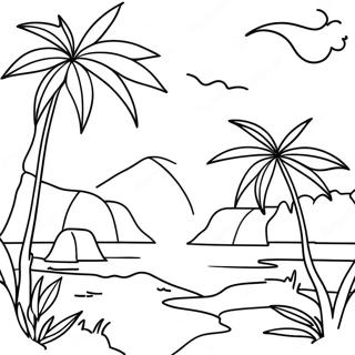 Paradies Landschaft Ausmalbild | Paradies Ausmalbild