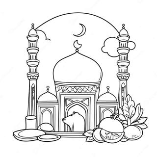 Eid Al Adha Festliche Feier Ausmalbild | Eid Al Adha Ausmalbild