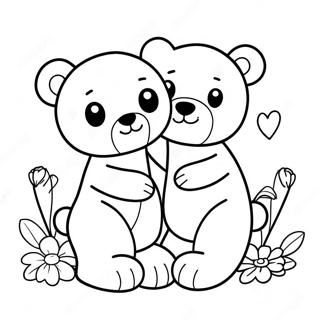Niedliche Teddybären haben Spaß Ausmalbild | Teddybär Picknick Ausmalbild