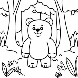 Roblox Bär in einem bunten Wald Ausmalbild | Roblox Bär Ausmalbild
