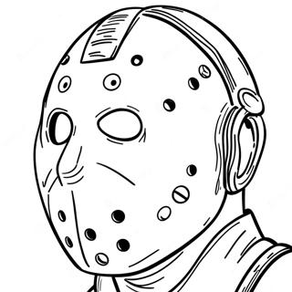Jason mit einer Coolen Maske Ausmalbild | Jason Ausmalbild