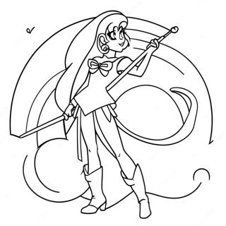 Sailor Pluto in Eleganter Pose Ausmalbild | Sailor Pluto Ausmalbild