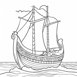 Schwedisches Wikinger-Schiff Ausmalbild | Schweden Ausmalbild